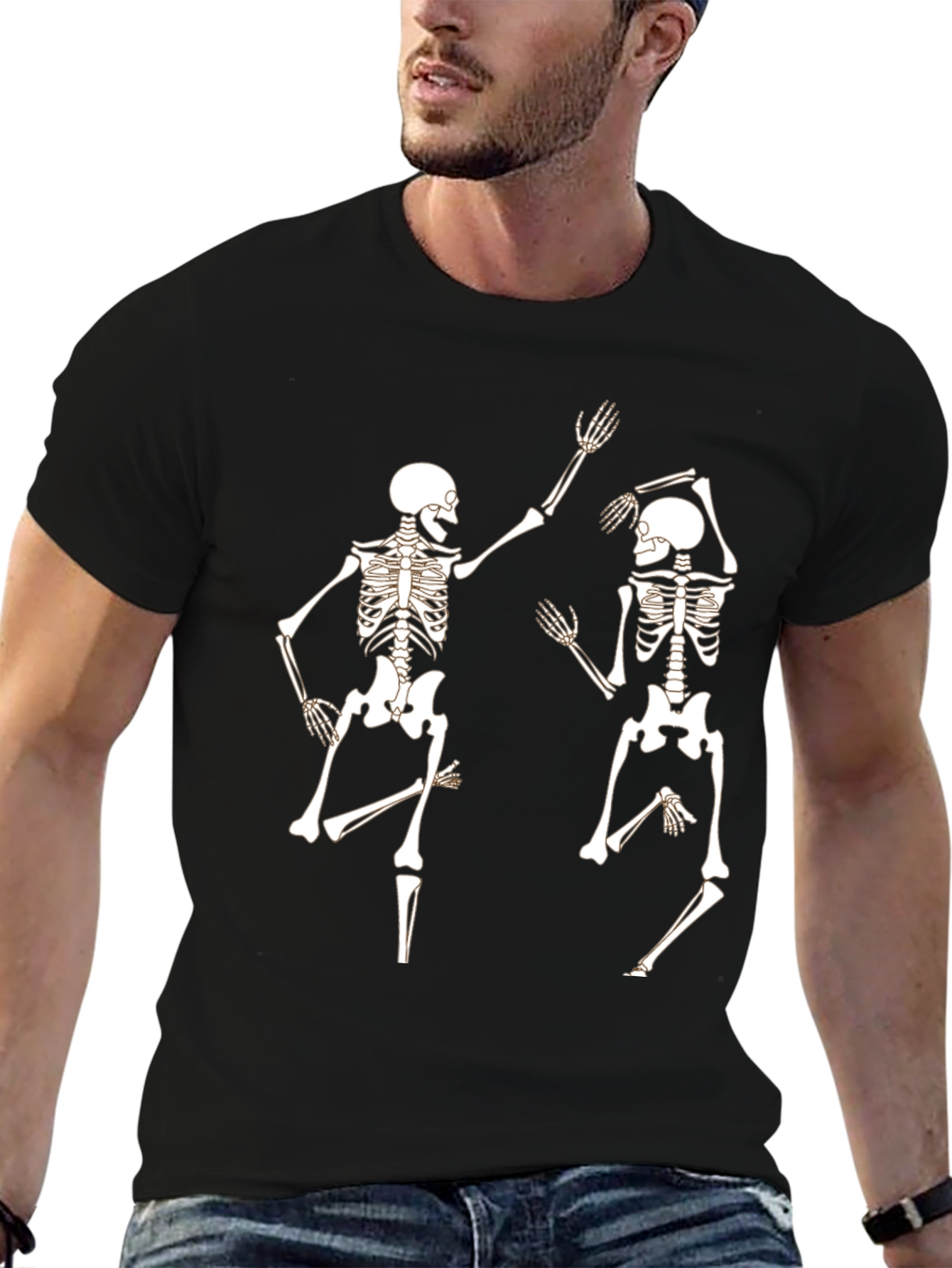 Dancing Skeletons Graphic Tee - Fun Halloween Shirt
