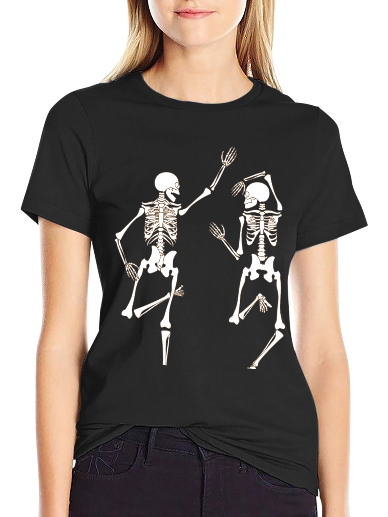 Dancing Skeletons Graphic Tee - Fun Halloween Shirt