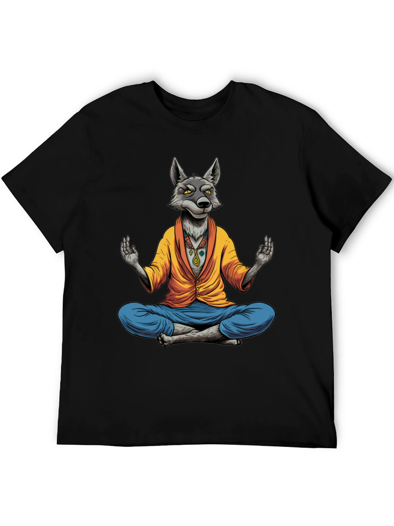 Meditating Wolf Graphic Tee - Quirky Yoga Style