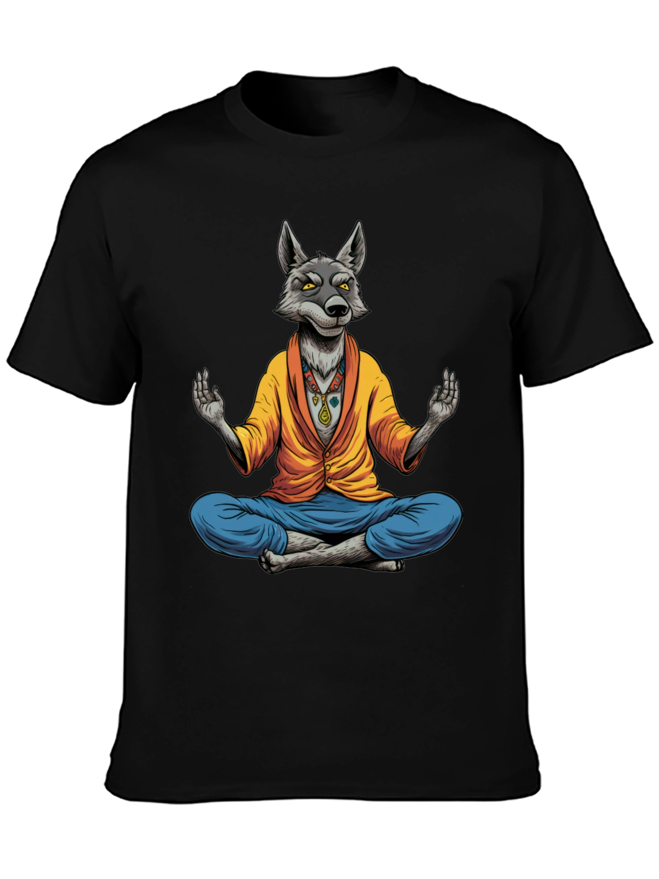 Meditating Wolf Graphic Tee - Quirky Yoga Style