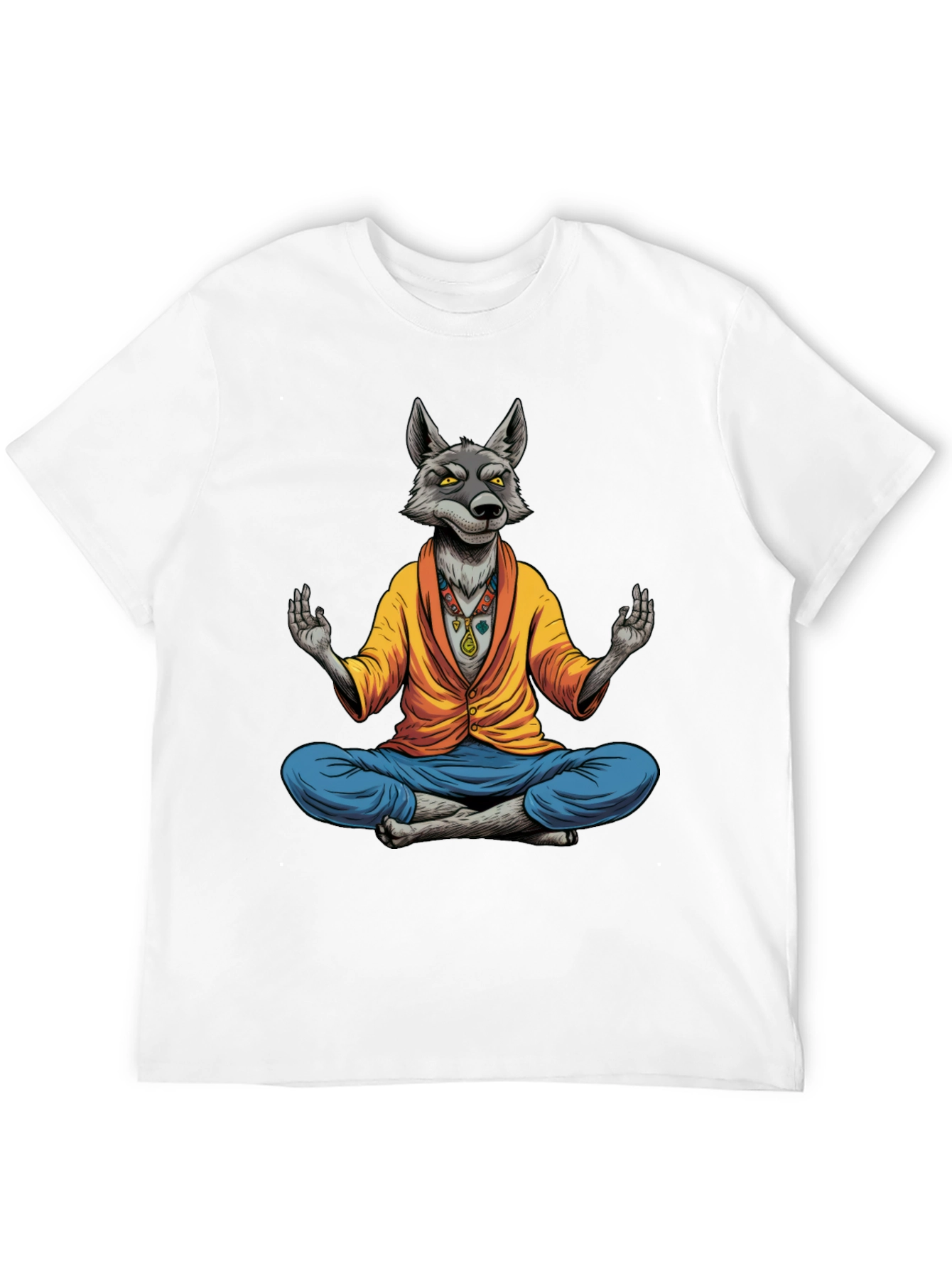 Meditating Wolf Graphic Tee - Quirky Yoga Style