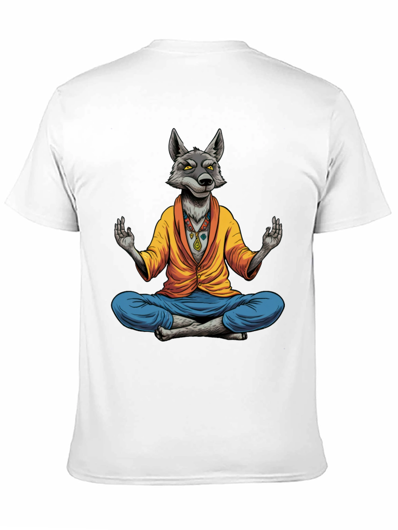 Meditating Wolf Graphic Tee - Quirky Yoga Style