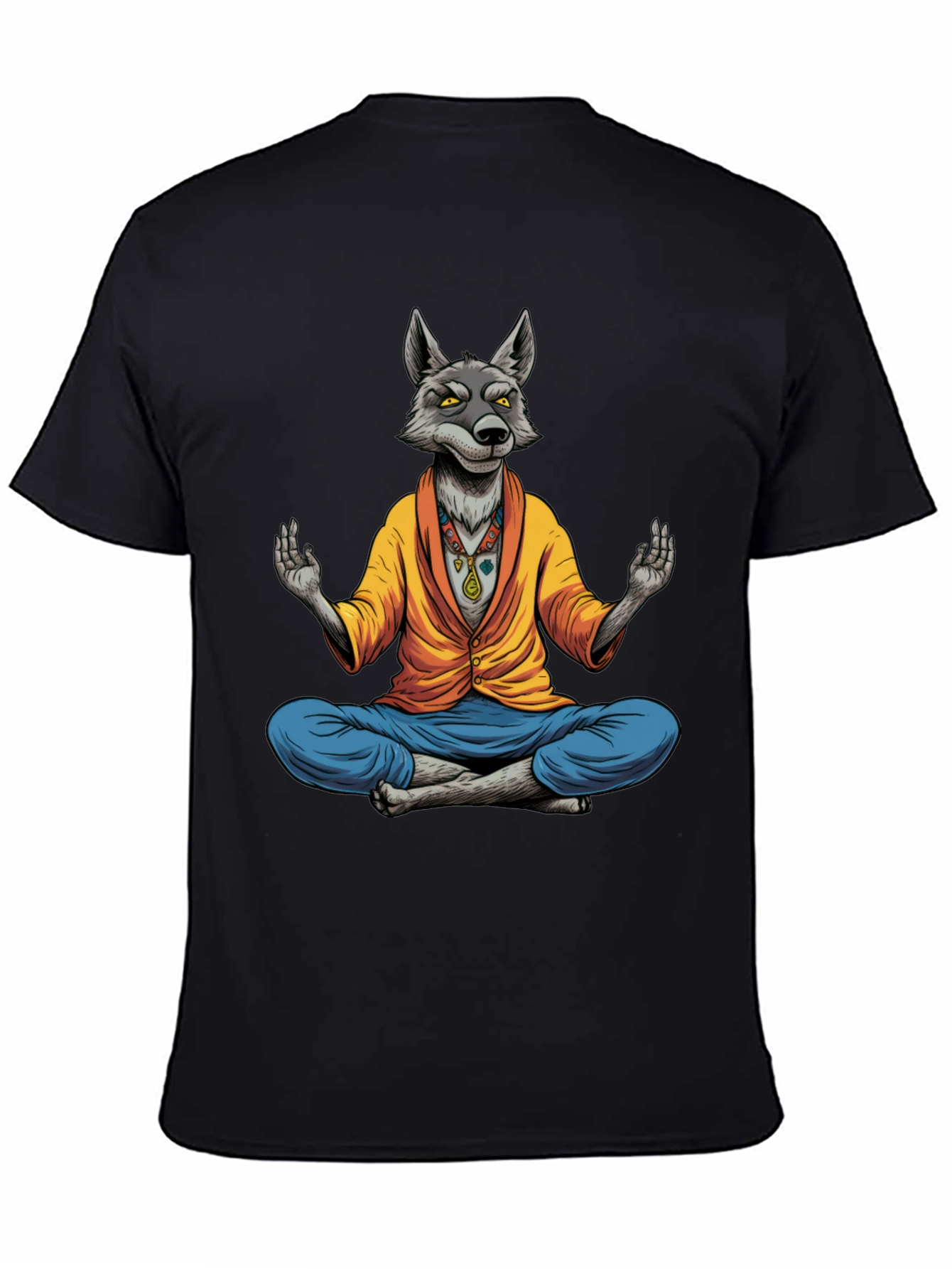 Meditating Wolf Graphic Tee - Quirky Yoga Style