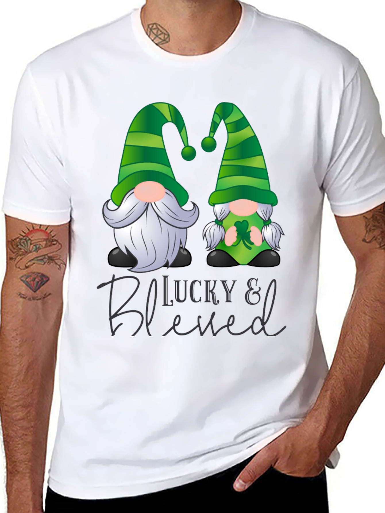Lucky & Blessed St. Patricks Day Gnome T-Shirt
