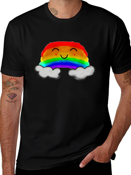 Rainbow Cloud Graphic T-Shirt - Cheerful Design