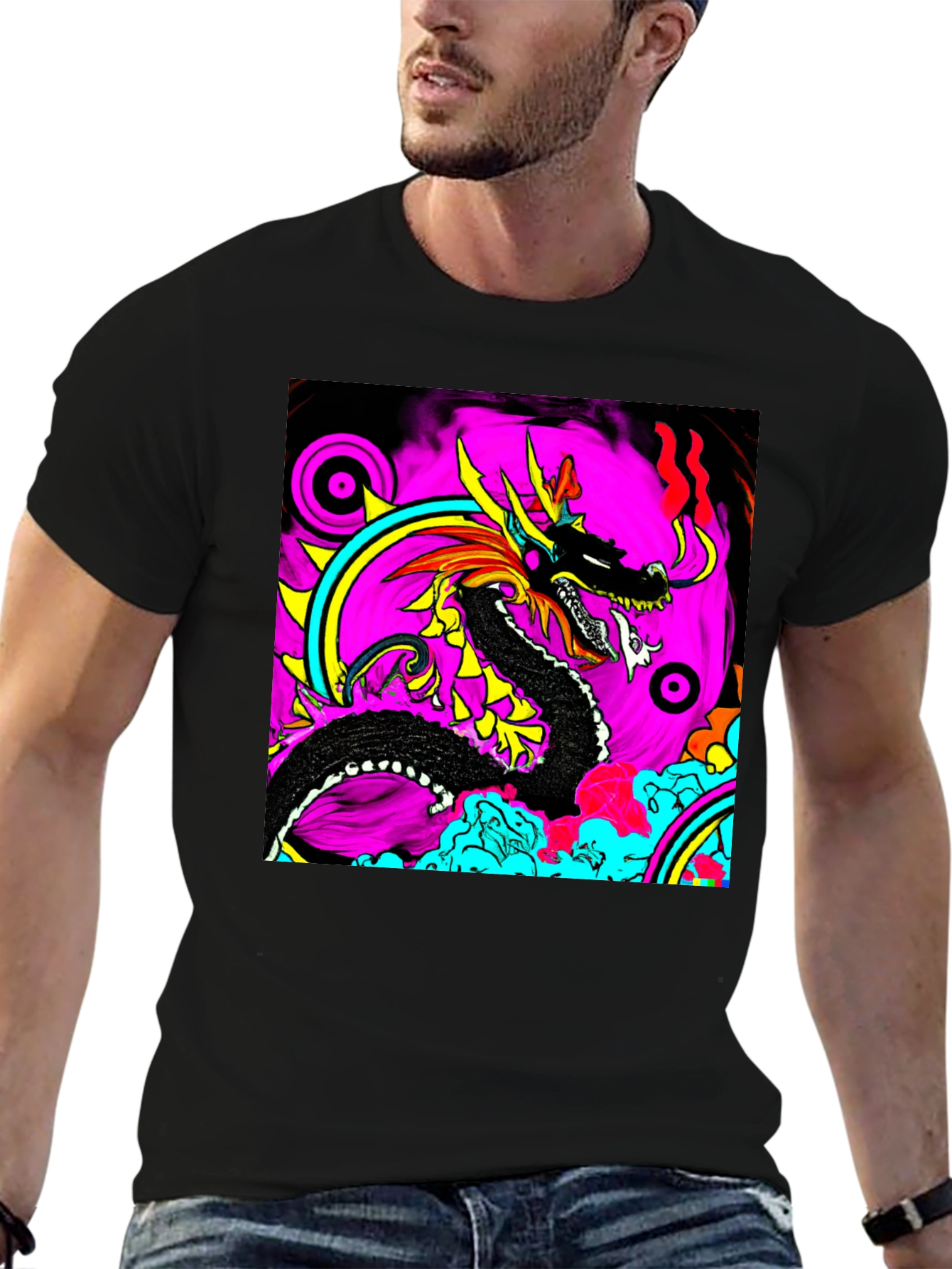 Bold Dragon Graphic Black T-Shirt