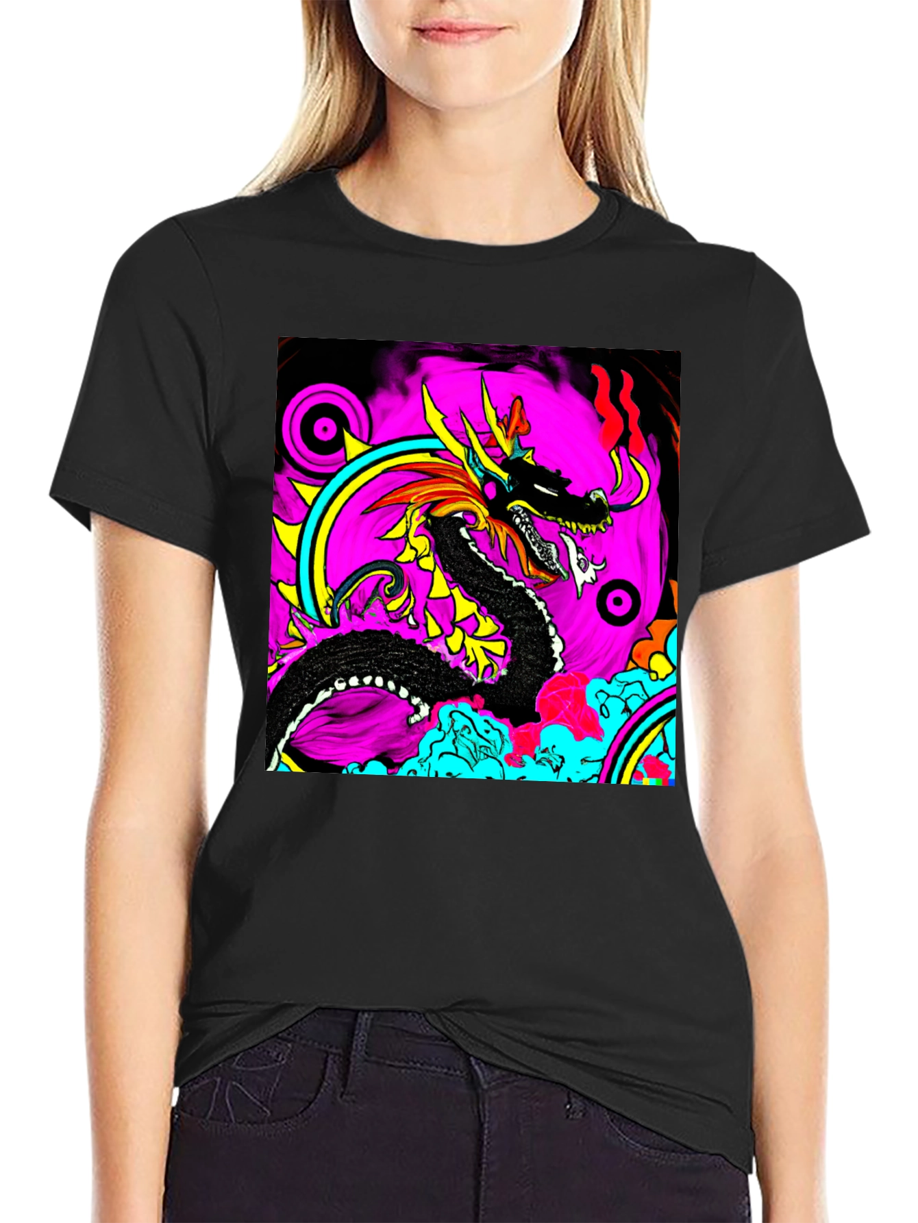 Bold Dragon Graphic Black T-Shirt