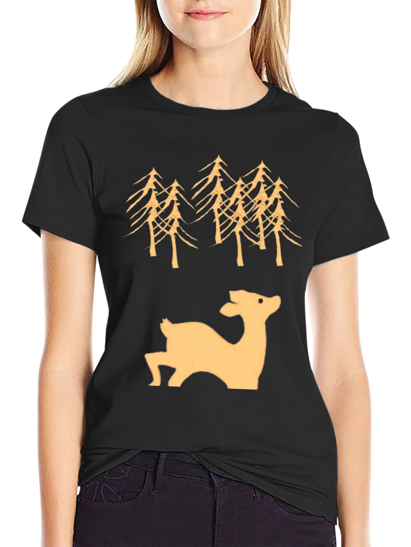 Deer & Trees Graphic Tee - Black