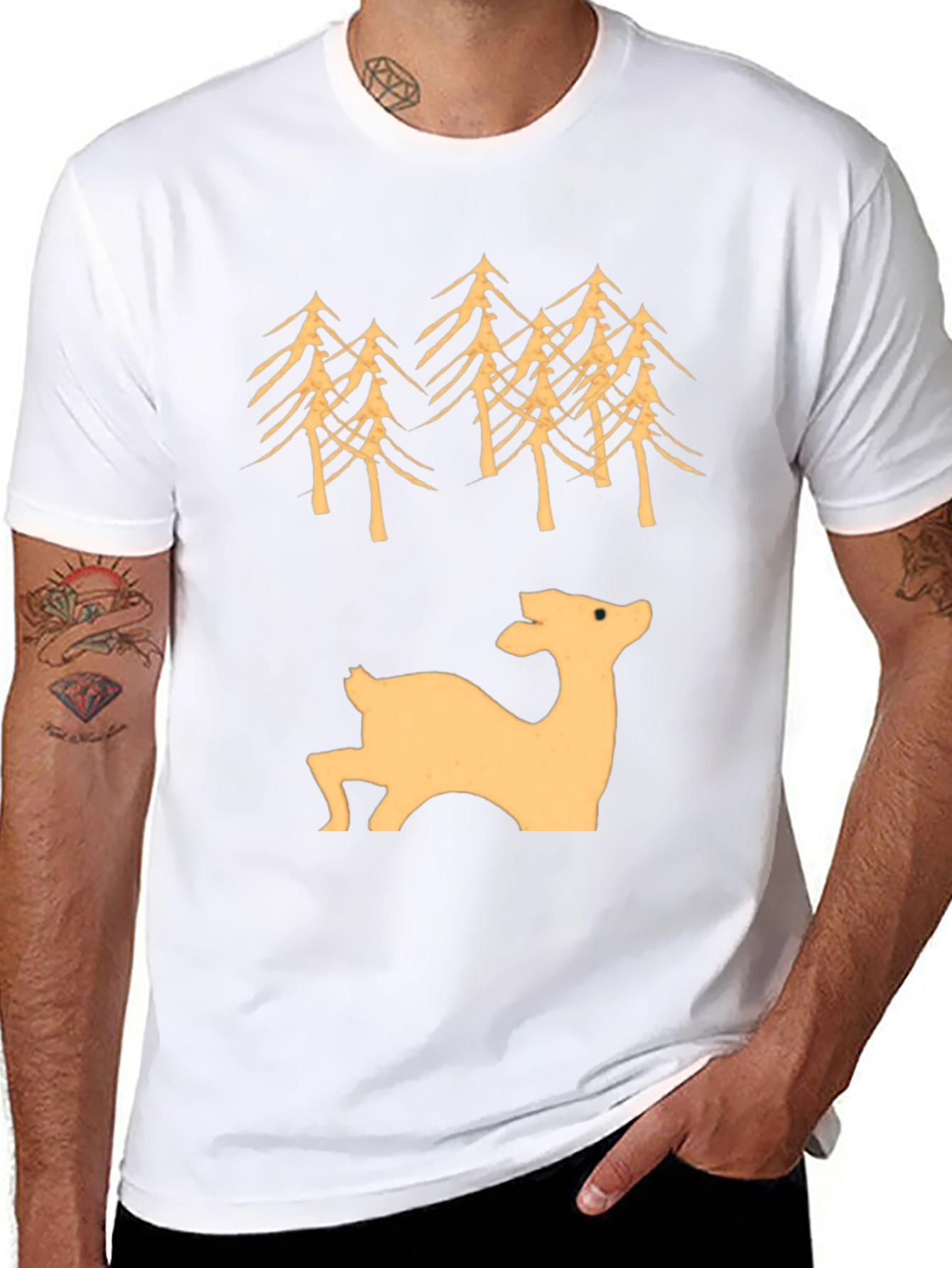 Deer & Trees Graphic Tee - Black