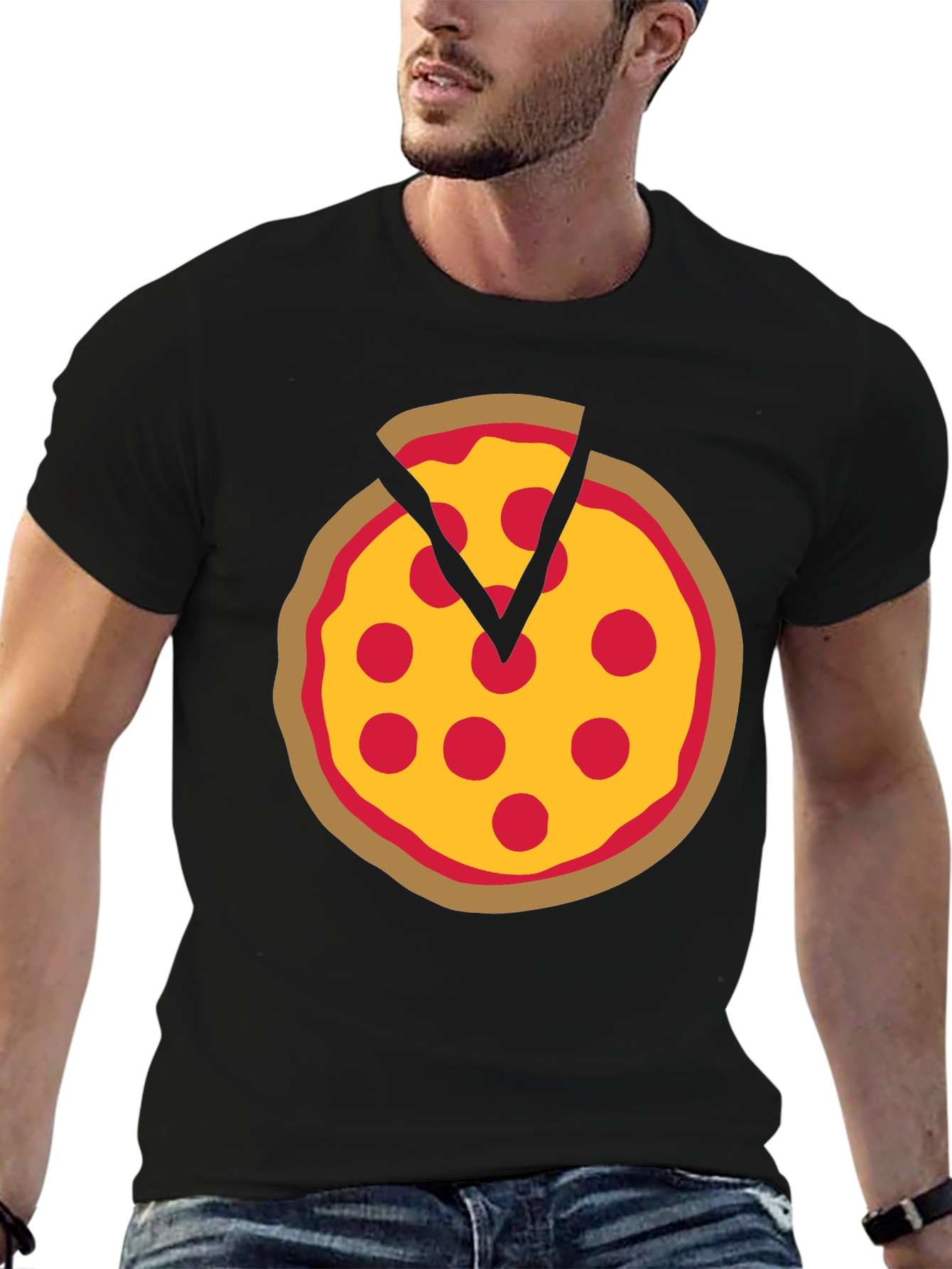 Pizza Graphic Black T-Shirt - Funny Food Tee