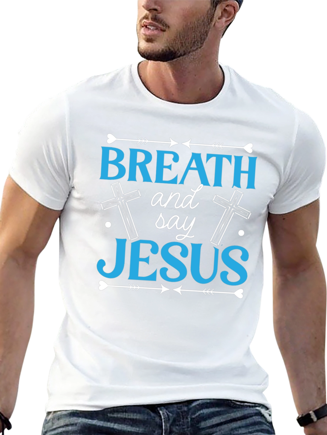 Breath and Say Jesus T-Shirt - Christian Faith Apparel