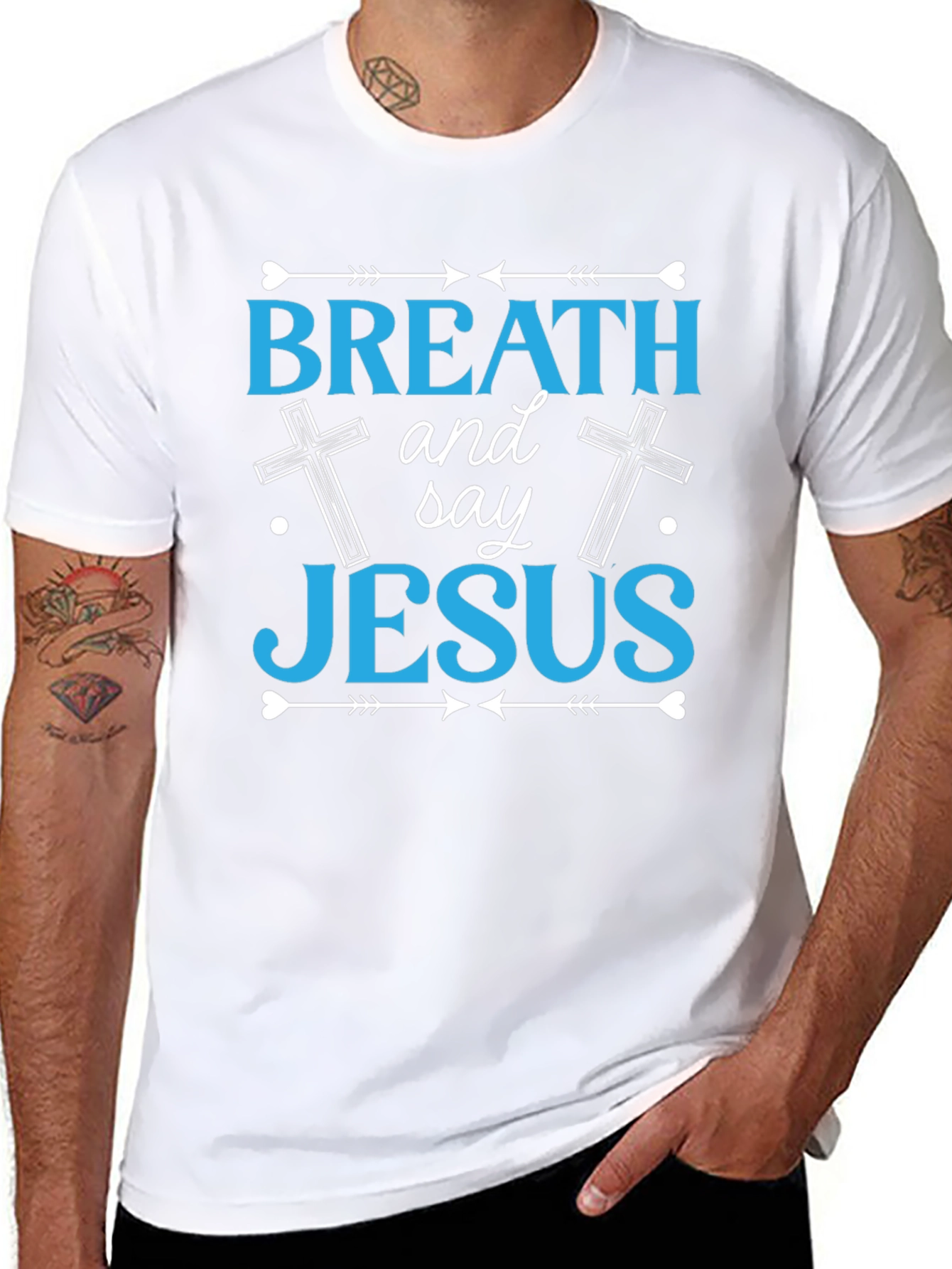 Breath and Say Jesus T-Shirt - Christian Faith Apparel
