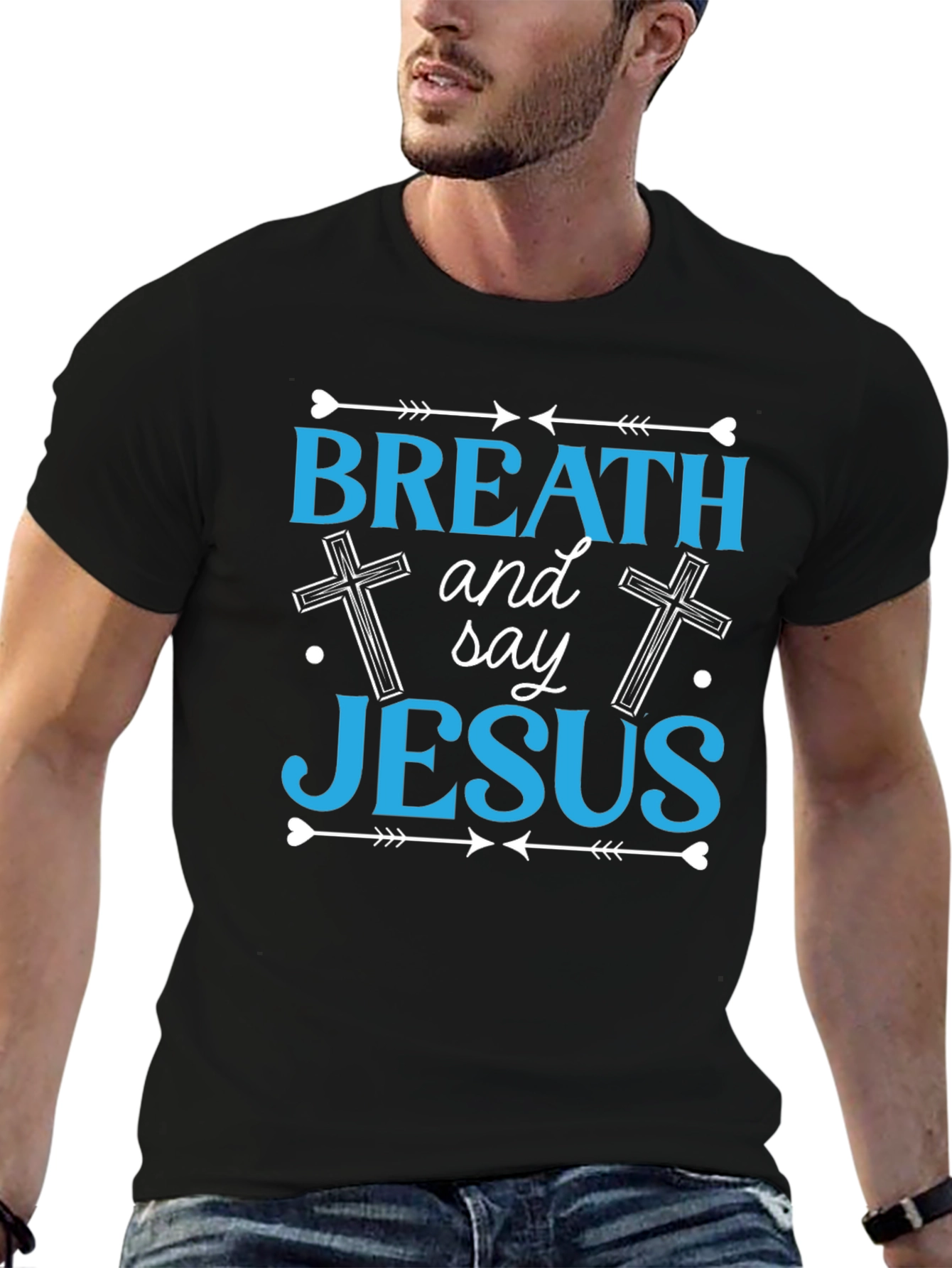 Breath and Say Jesus T-Shirt - Christian Faith Apparel