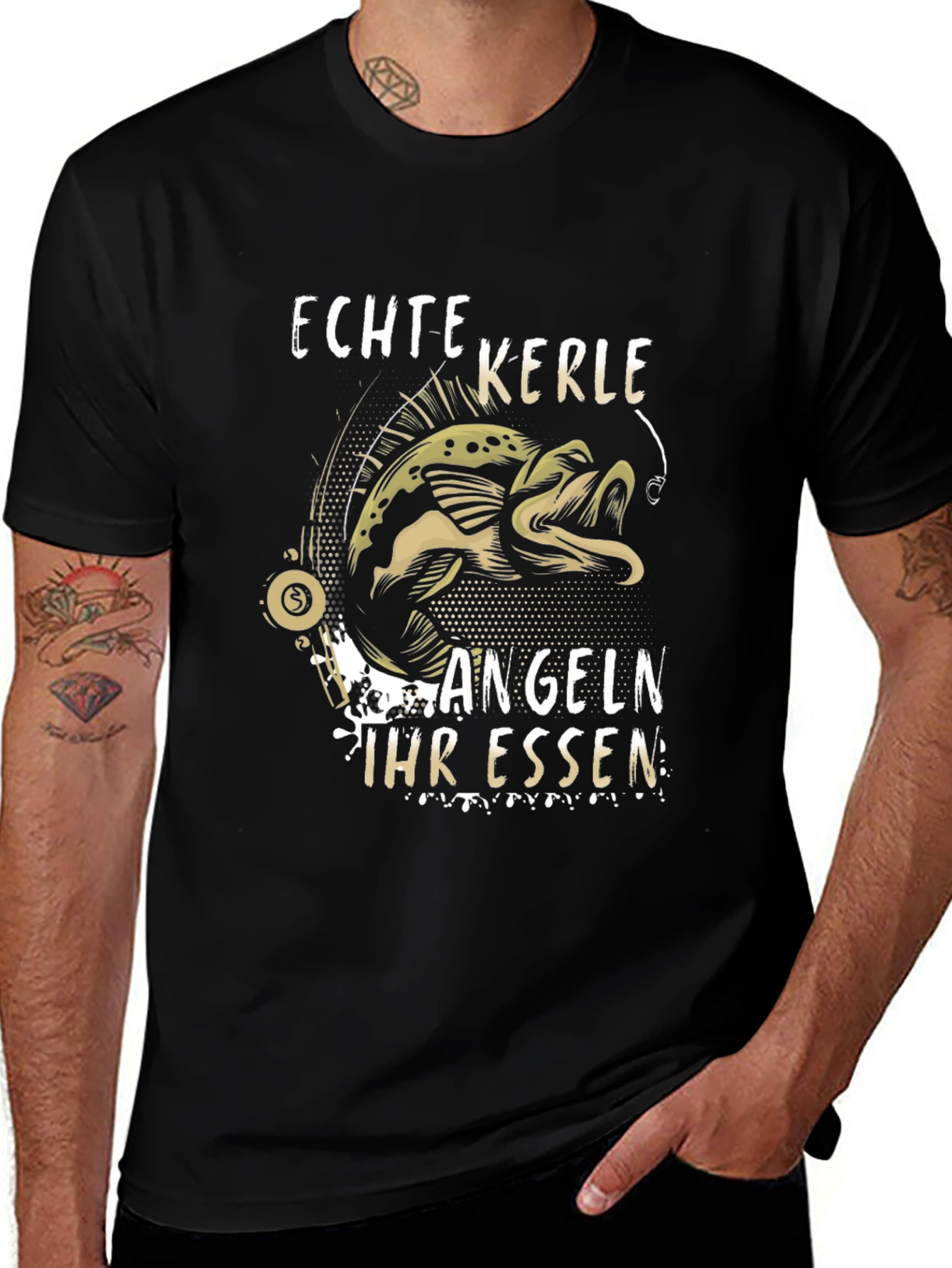 Mens Echte Kerle Angeln T-Shirt - Fishing Design