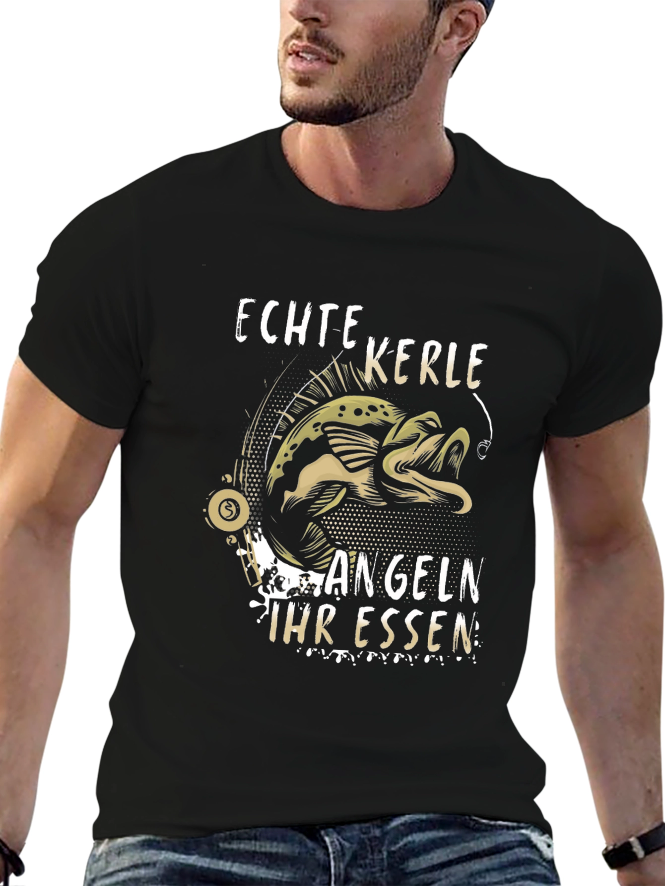 Mens Echte Kerle Angeln T-Shirt - Fishing Design