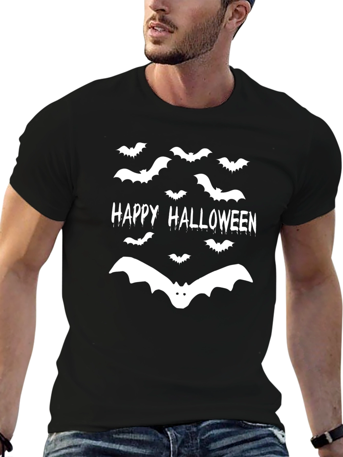 Happy Halloween Bat Graphic T-Shirt - Spooky Season!