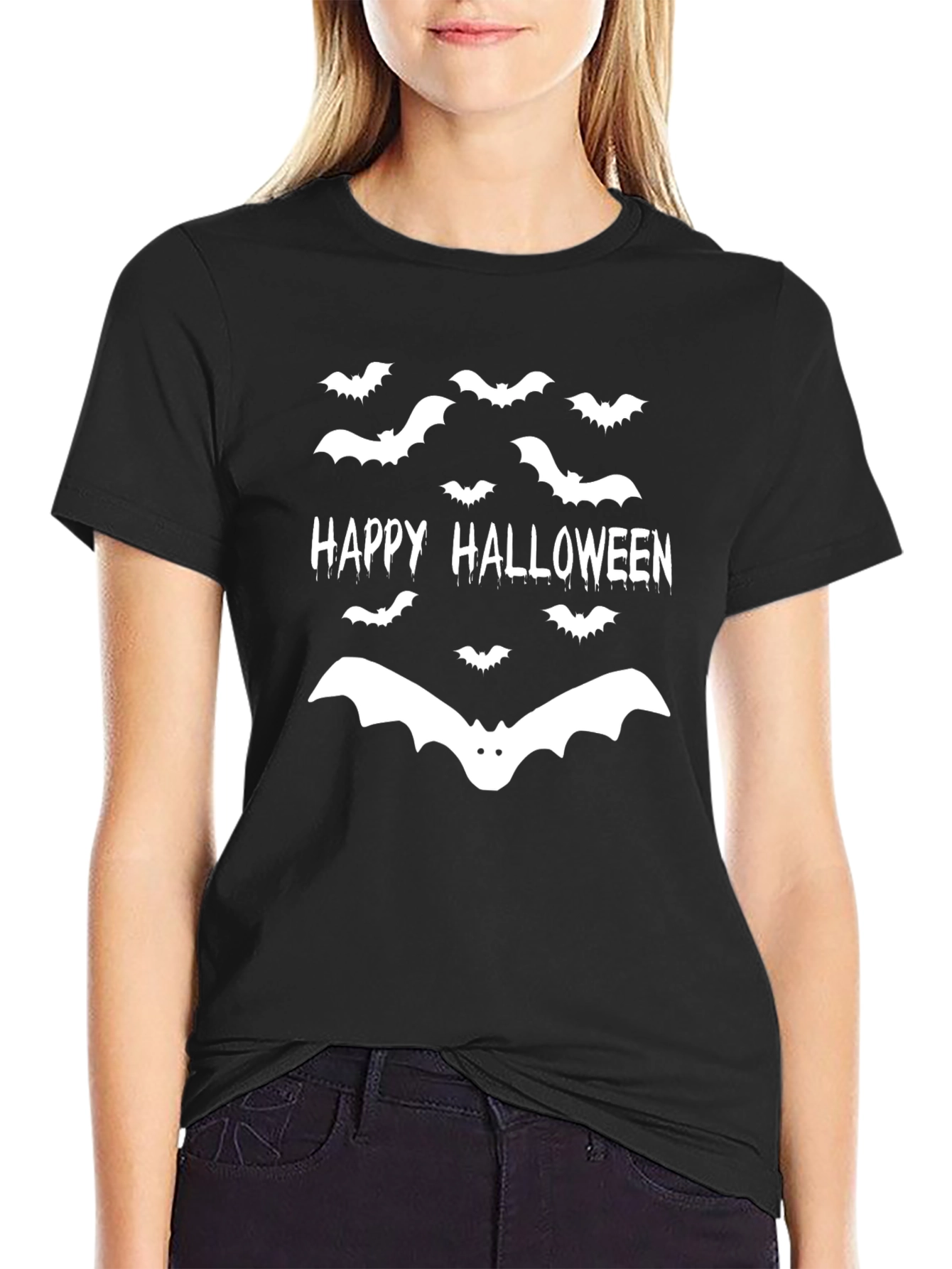 Happy Halloween Bat Graphic T-Shirt - Spooky Season!