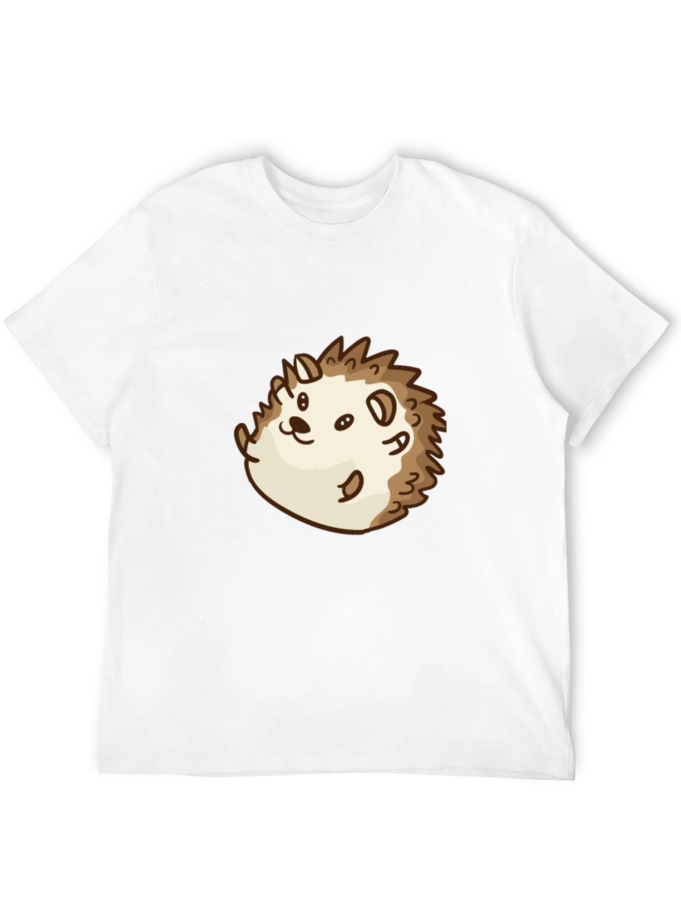Cute Cartoon Hedgehog Graphic Tee - Black Cotton Shirt