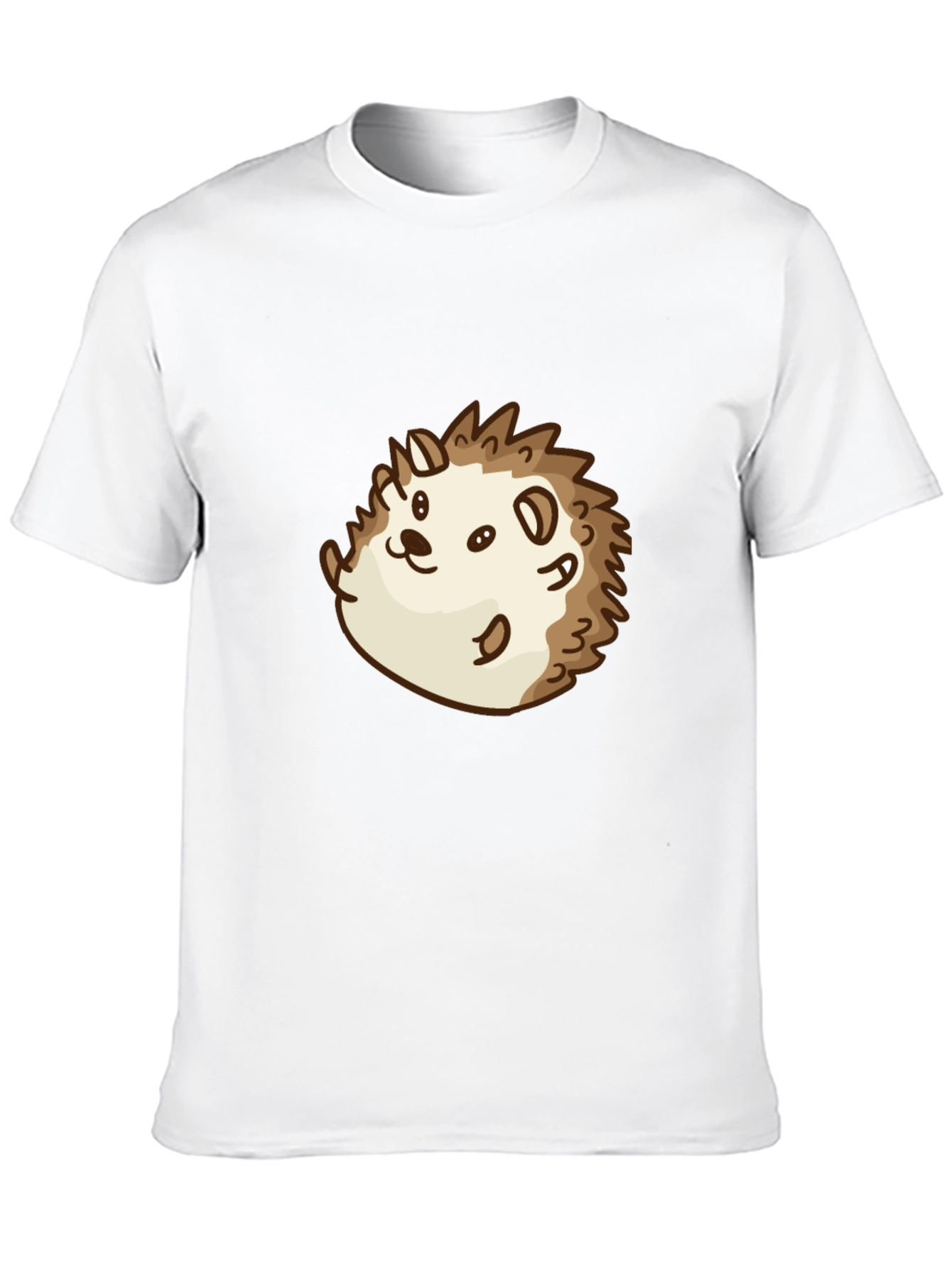 Cute Cartoon Hedgehog Graphic Tee - Black Cotton Shirt