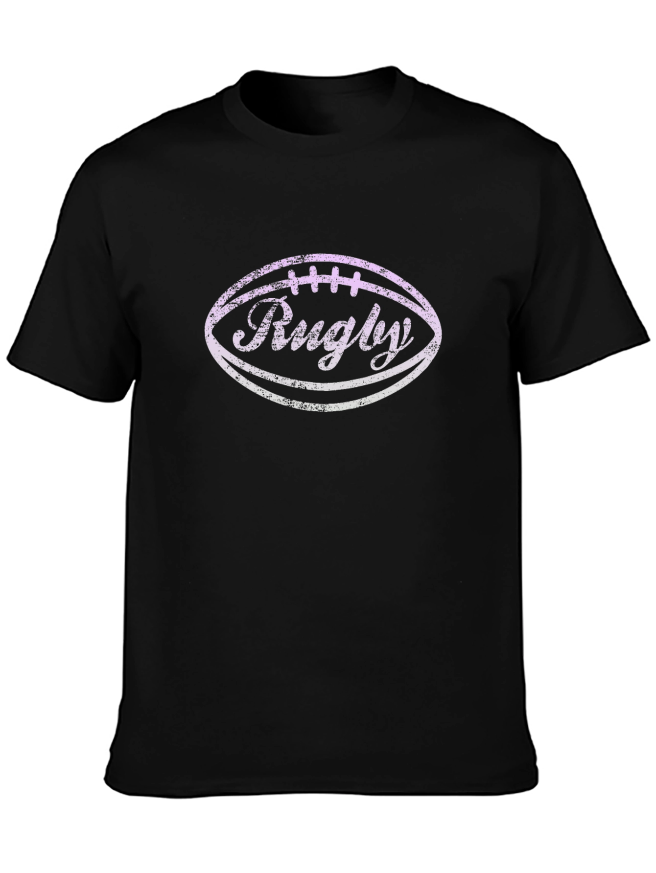 Rugby Football Graphic Tee - Black Cotton T-Shirt