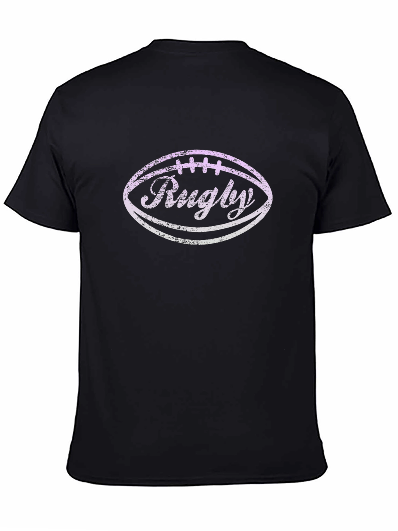 Rugby Football Graphic Tee - Black Cotton T-Shirt
