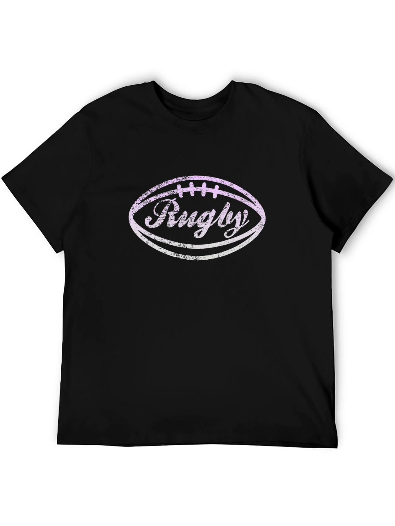 Rugby Football Graphic Tee - Black Cotton T-Shirt