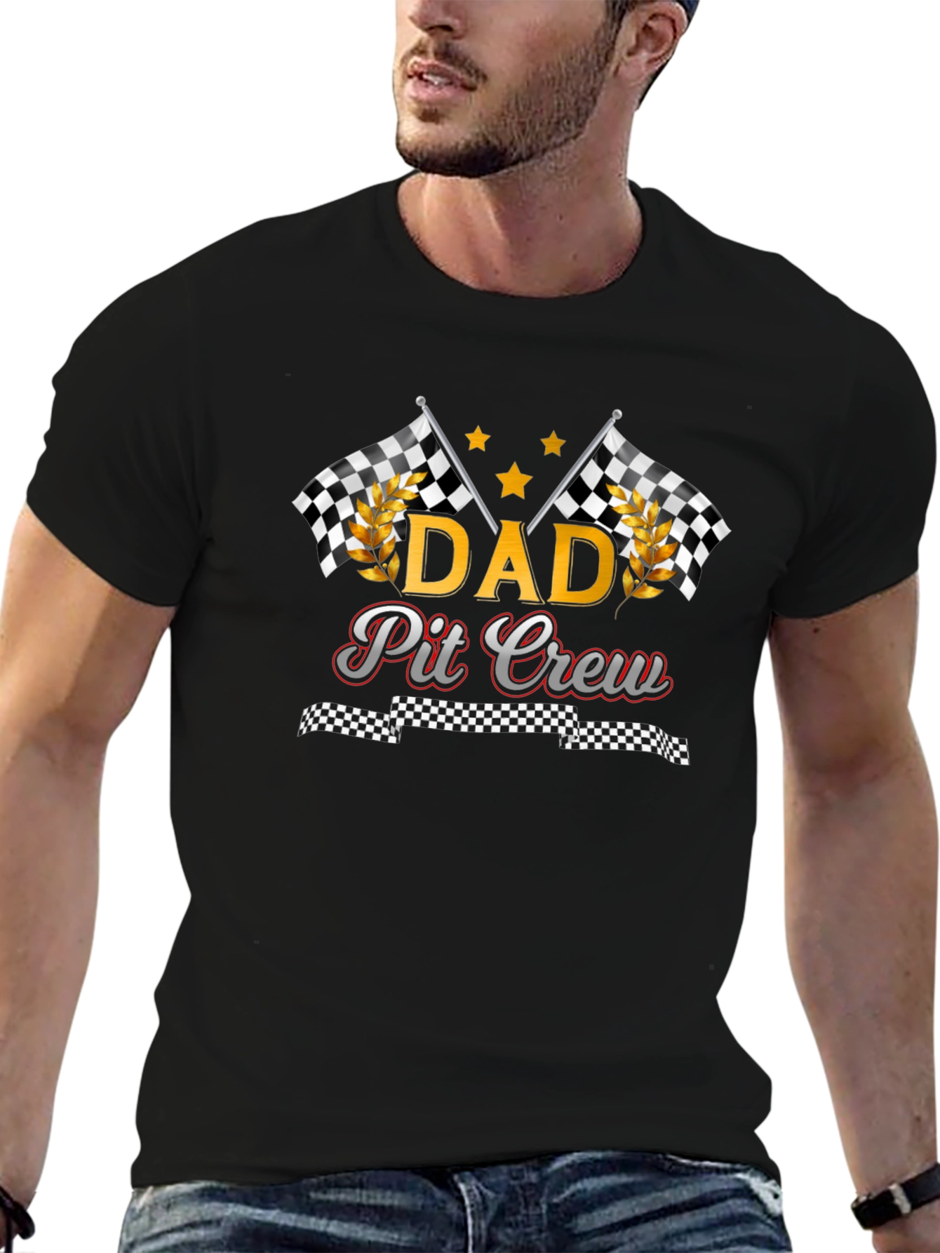 Dad Pit Crew Graphic T-Shirt - Racing Fan Apparel