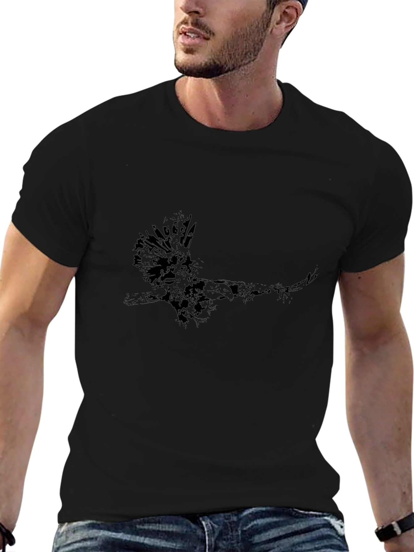 Mens Black Graphic Tee - Eagle Design