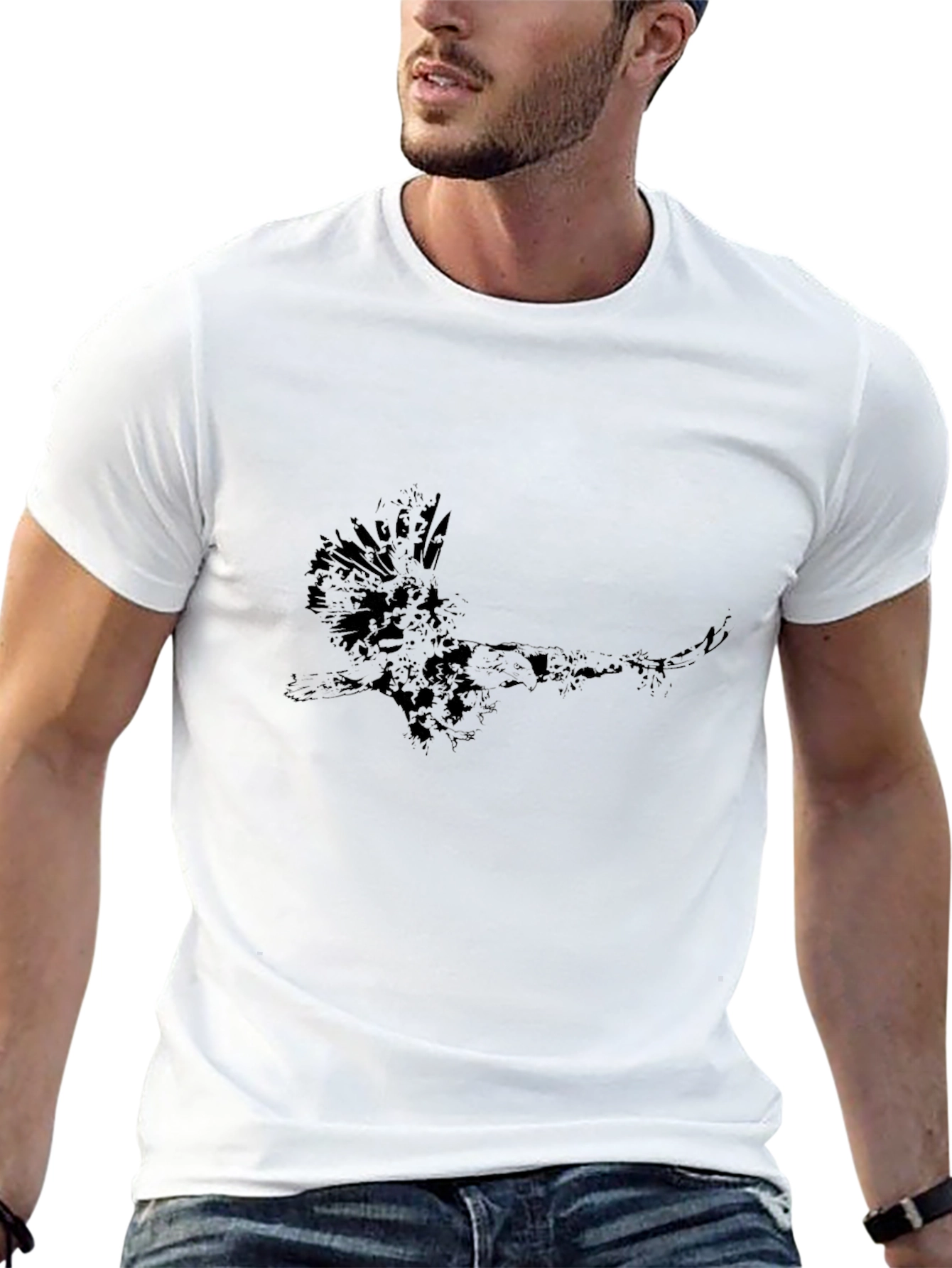 Mens Black Graphic Tee - Eagle Design