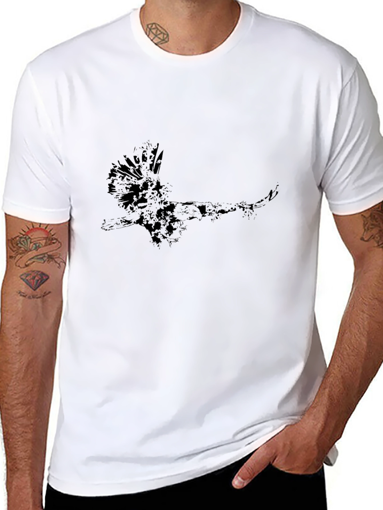 Mens Black Graphic Tee - Eagle Design