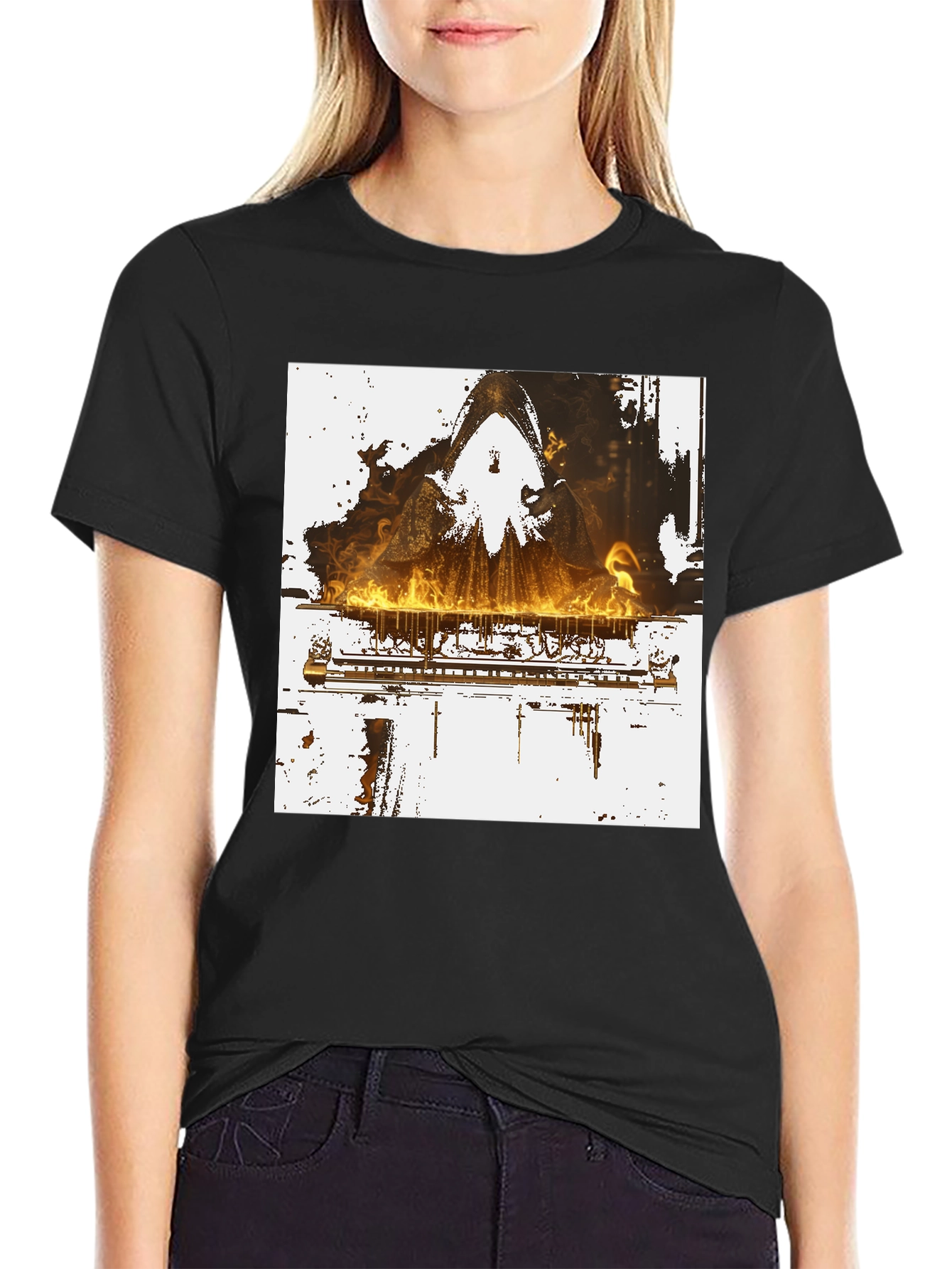 Piano on Fire Graphic Tee