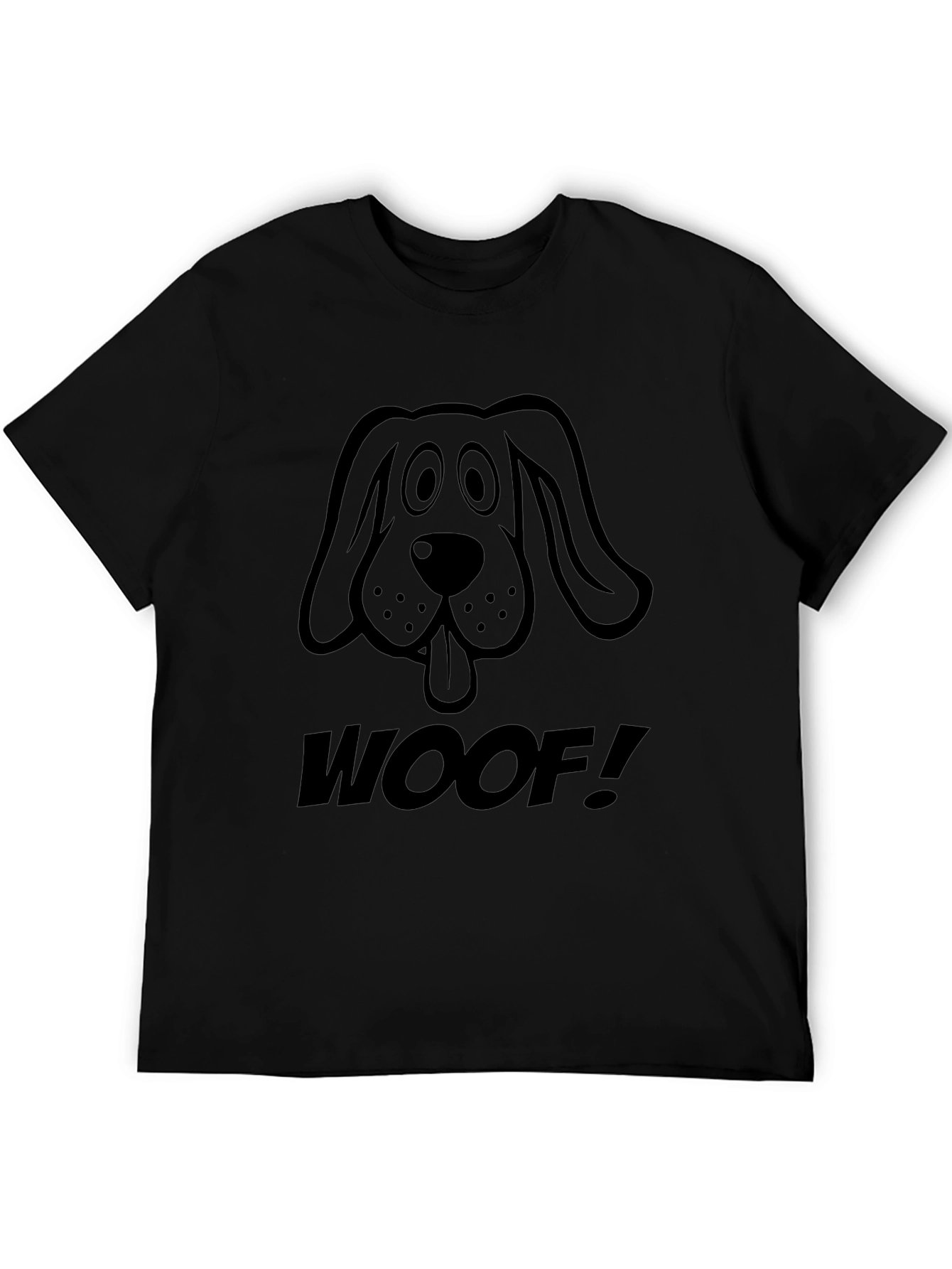 Woof! Graphic Dog T-Shirt - Casual Black Tee