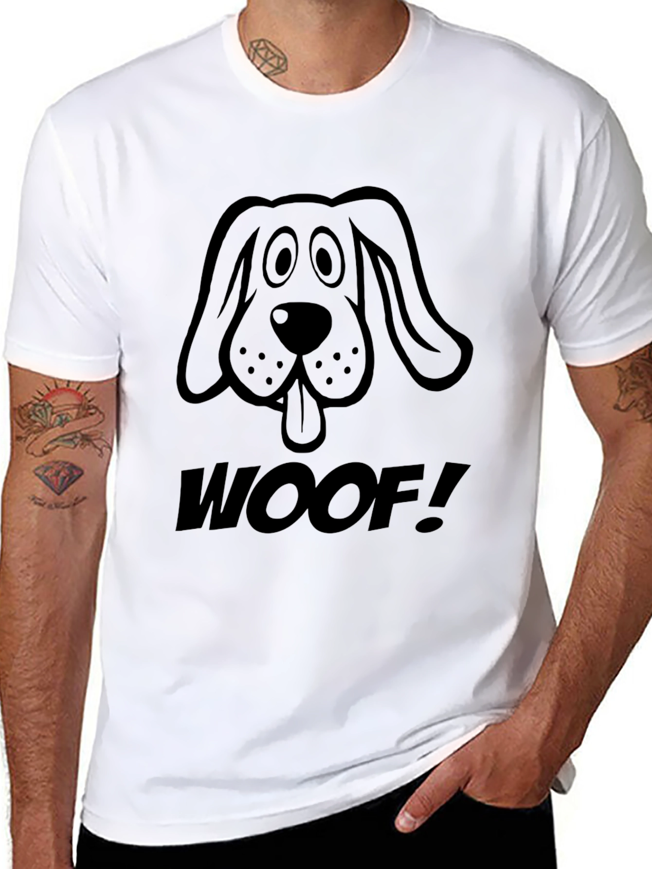 Woof! Graphic Dog T-Shirt - Casual Black Tee