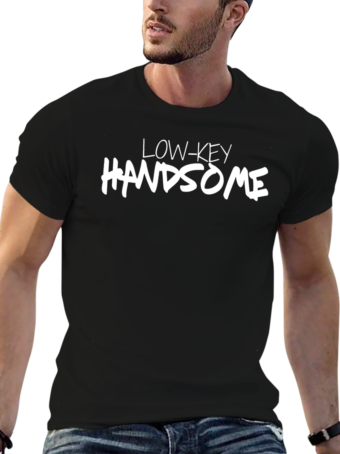 Low-Key Handsome Black Graphic Tee