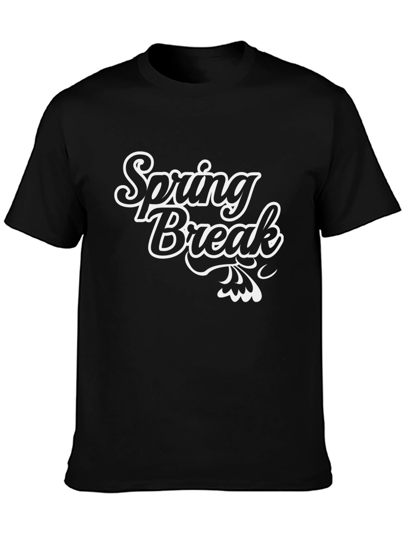 Spring Break Graphic Tee - Black Cotton Casual T-Shirt