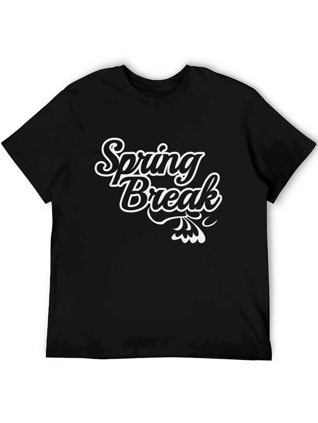 Spring Break Graphic Tee - Black Cotton Casual T-Shirt