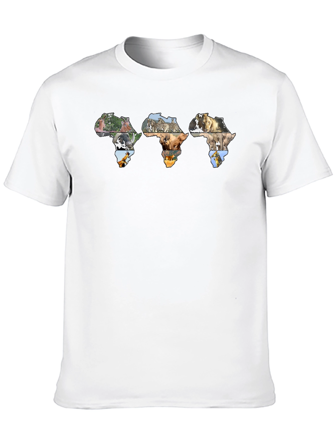 Africa Continent Wildlife Print Black T-Shirt