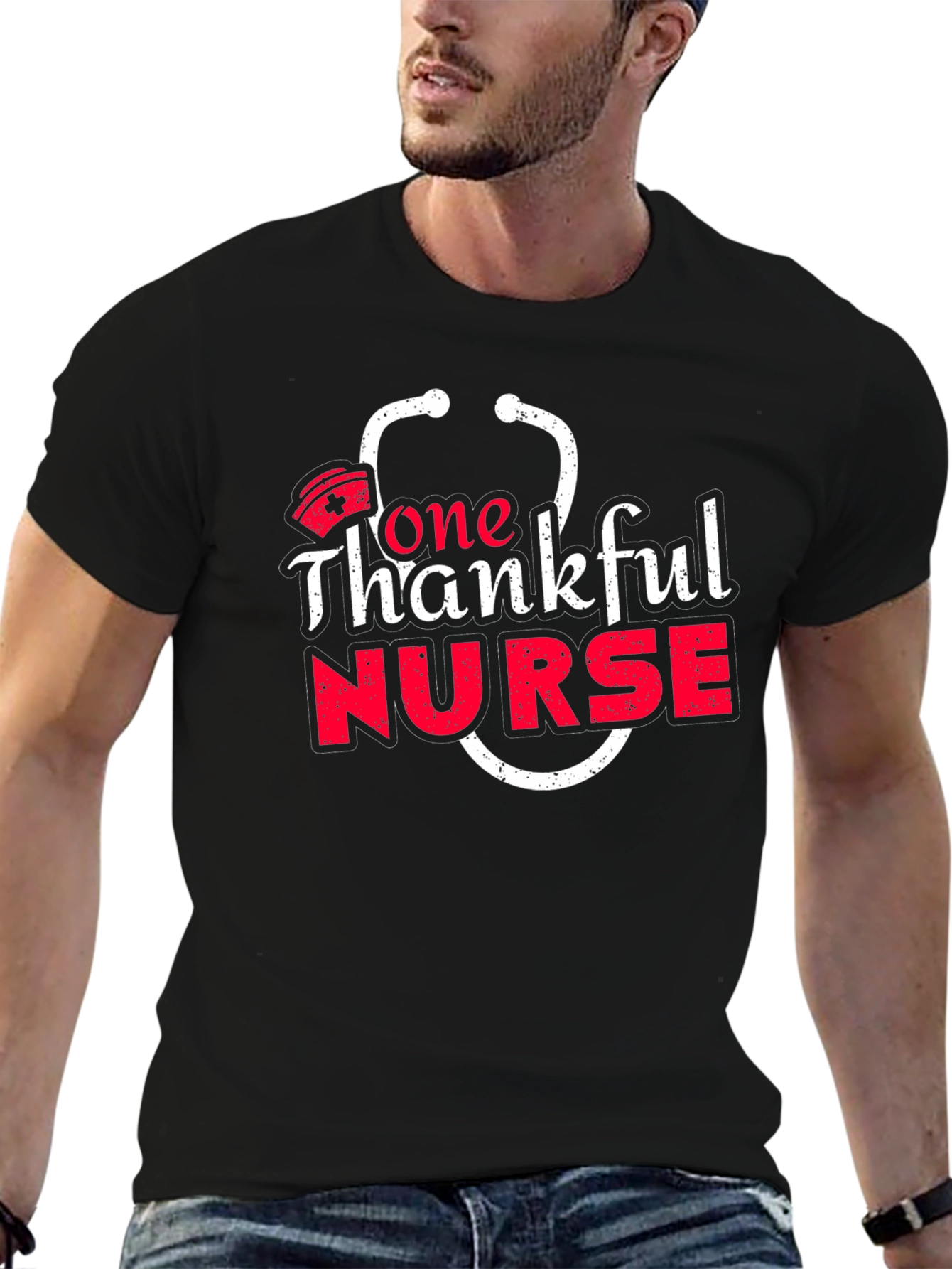 One Thankful Nurse Graphic Tee - Soft Cotton Blend