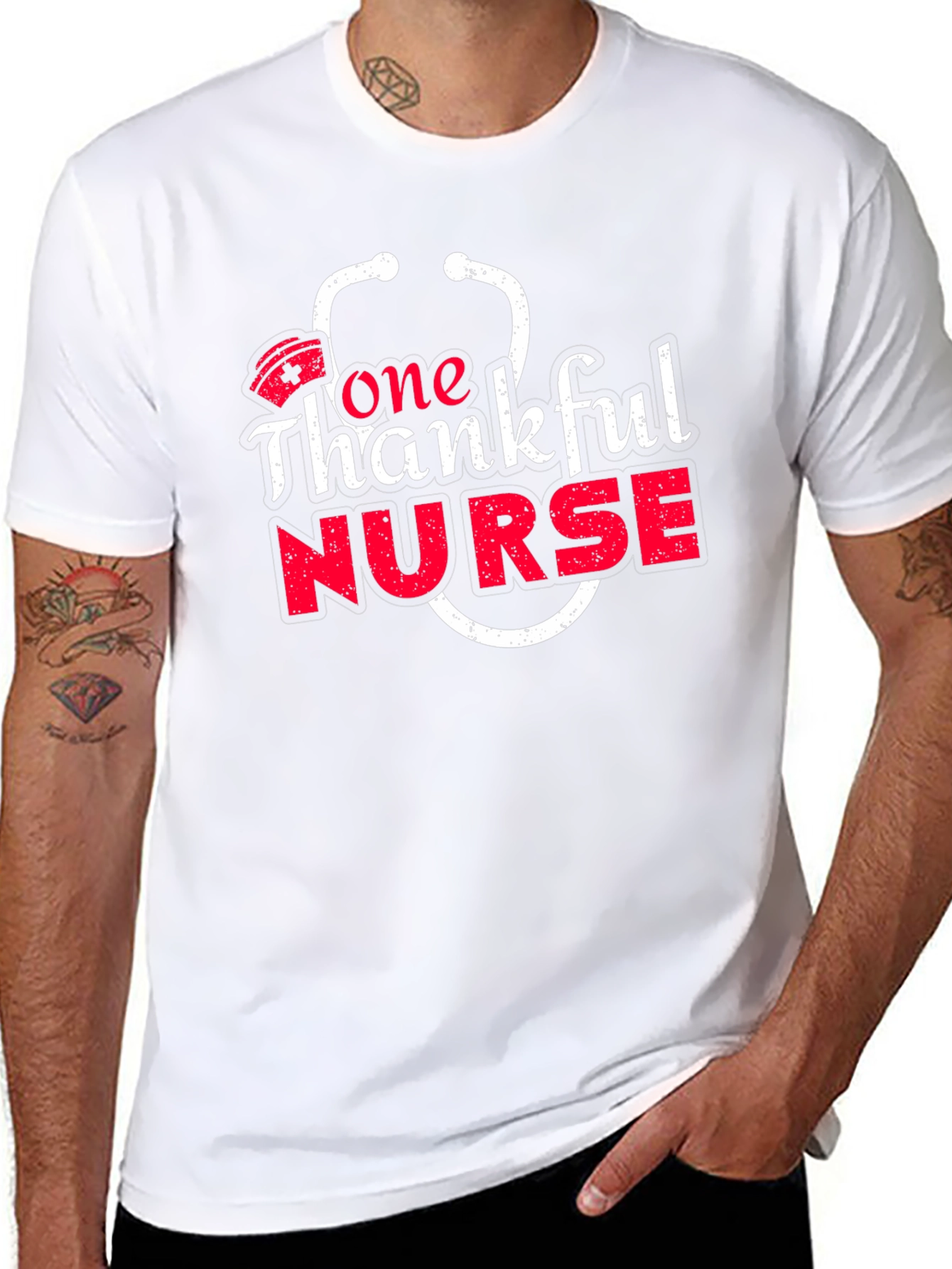 One Thankful Nurse Graphic Tee - Soft Cotton Blend