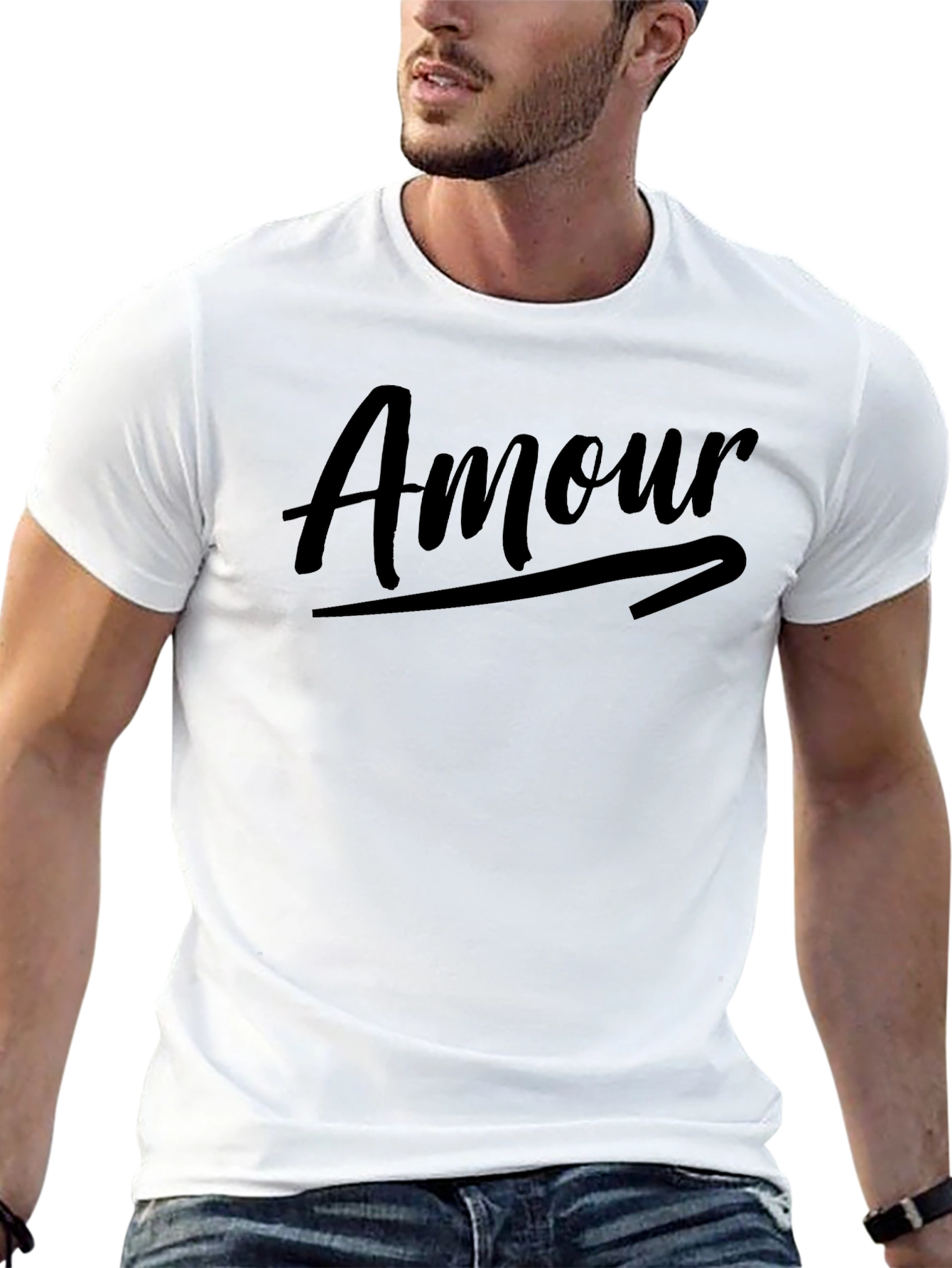 Amour Graphic Tee - Stylish Black Casual T-Shirt