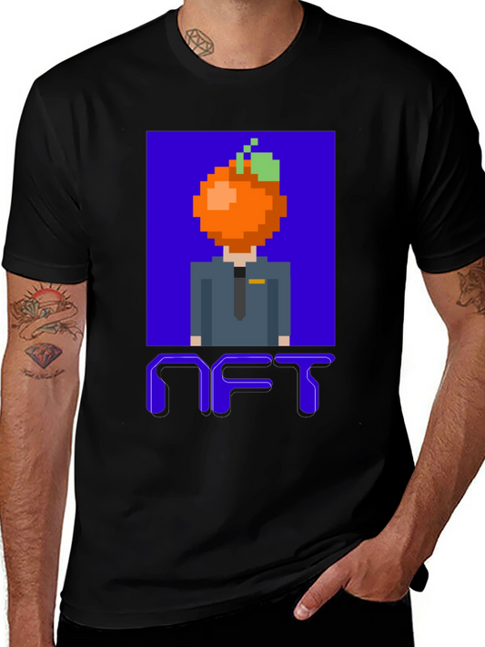 NFT Orange Head T-Shirt - Unique Pixel Art Tee