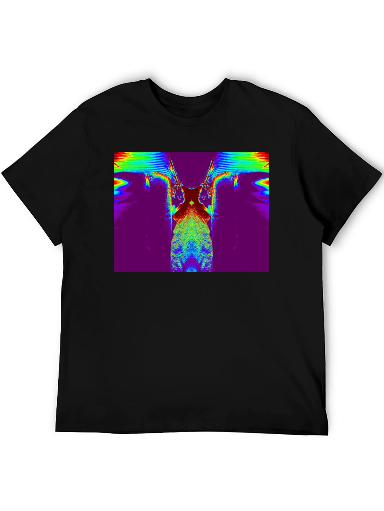 Retro Glitch Art T-Shirt - Mens Black Tee