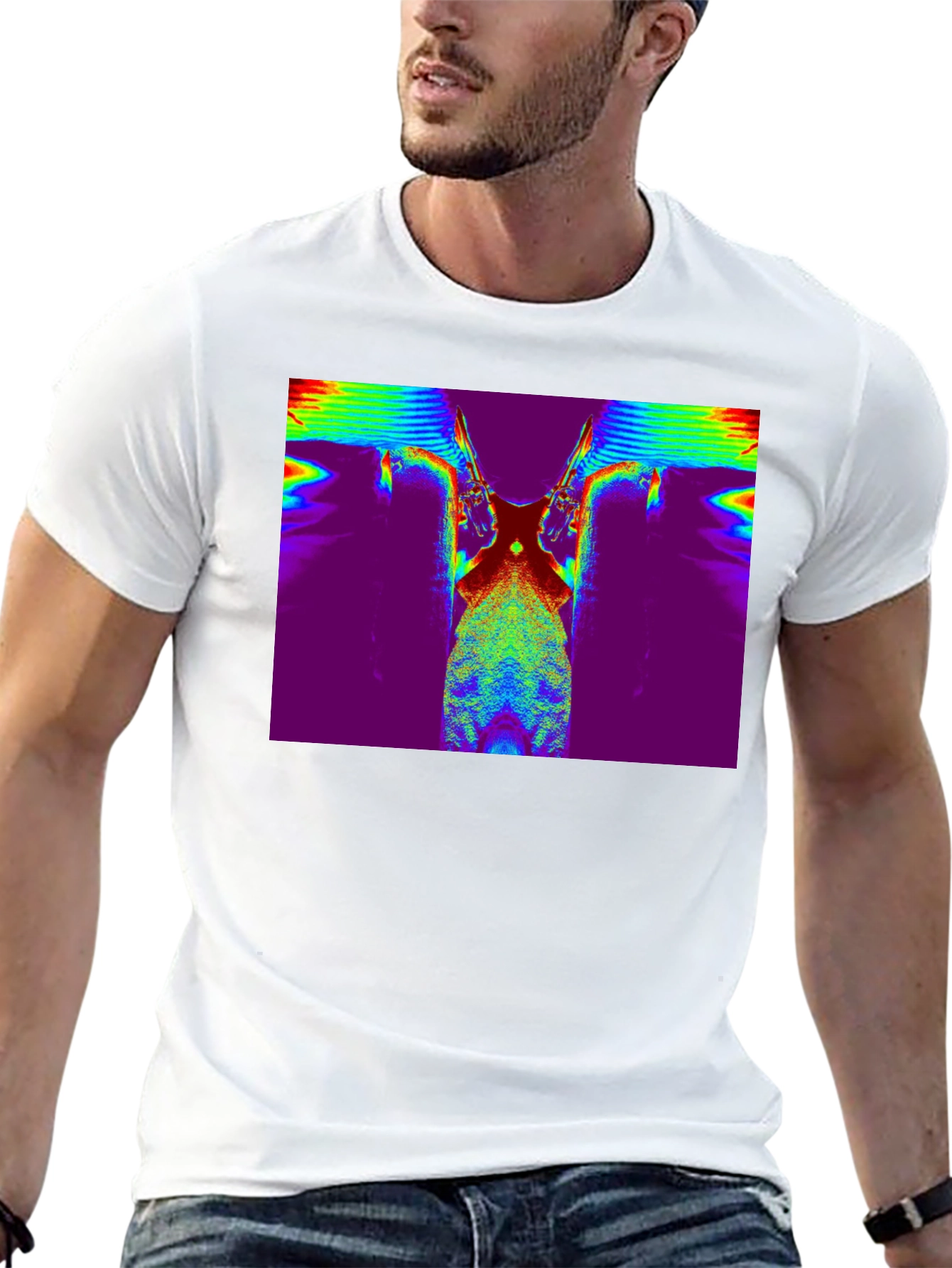 Retro Glitch Art T-Shirt - Mens Black Tee