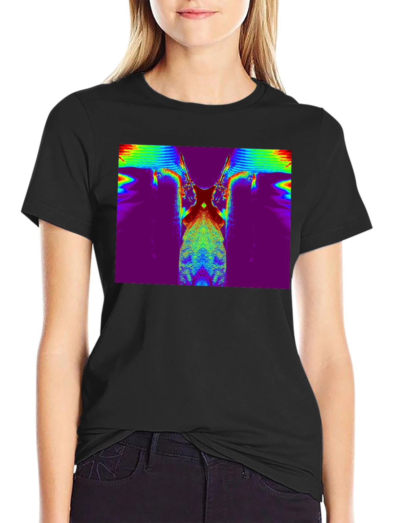 Retro Glitch Art T-Shirt - Mens Black Tee