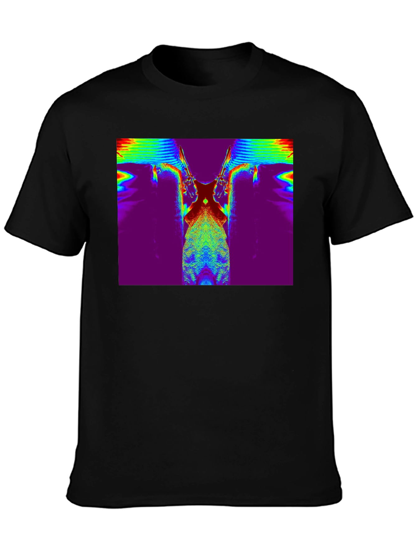 Retro Glitch Art T-Shirt - Mens Black Tee