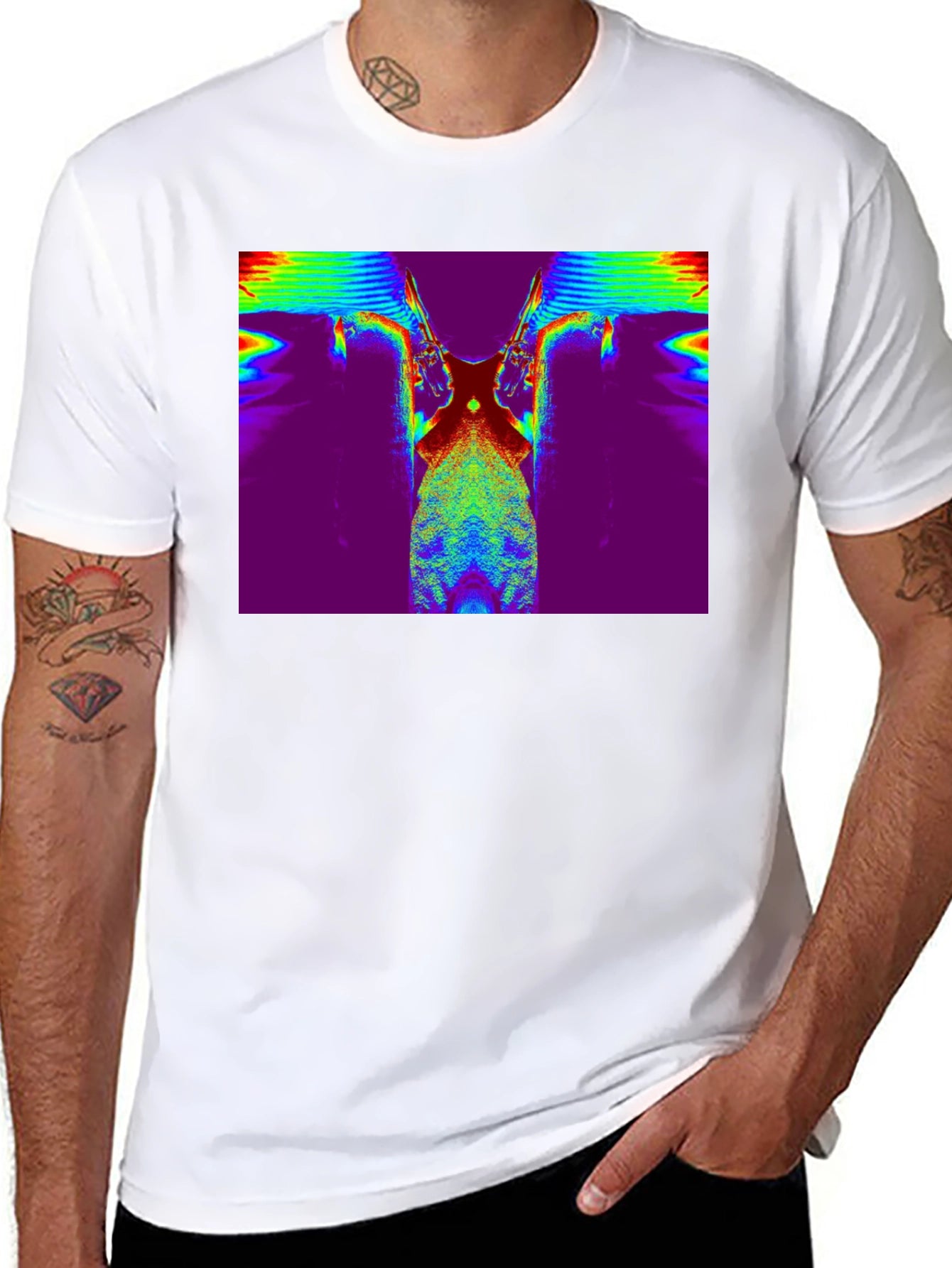 Retro Glitch Art T-Shirt - Mens Black Tee
