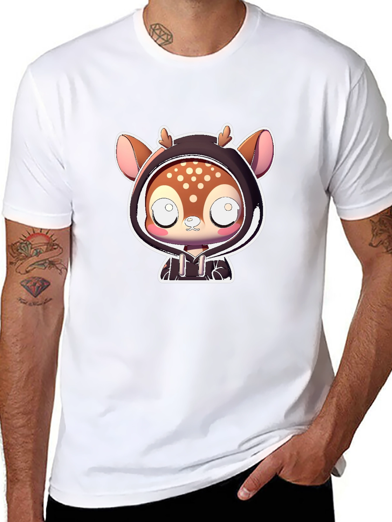Cute Deer in Hoodie Graphic Tee