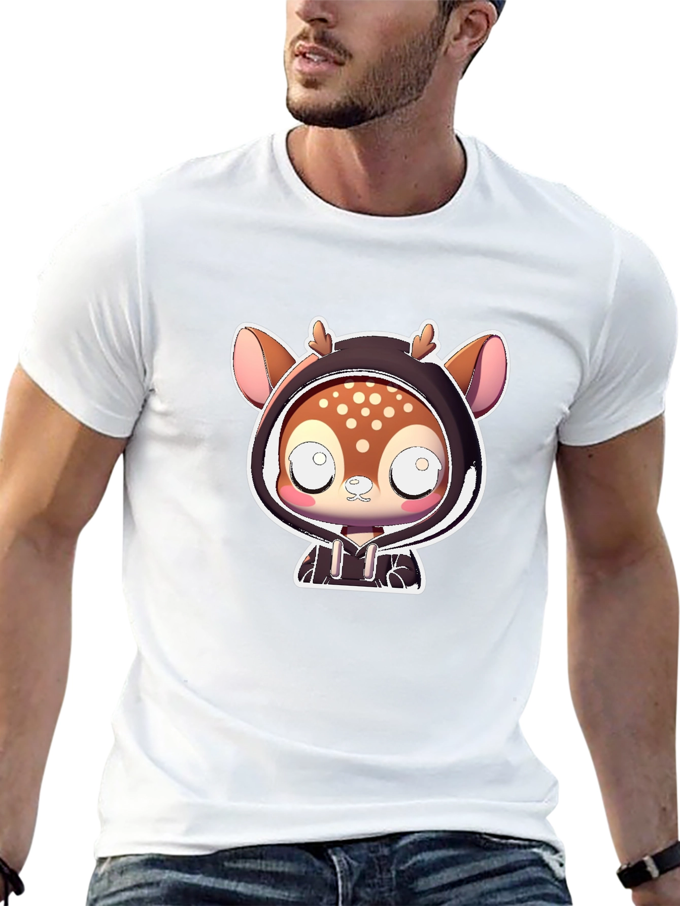 Cute Deer in Hoodie Graphic Tee