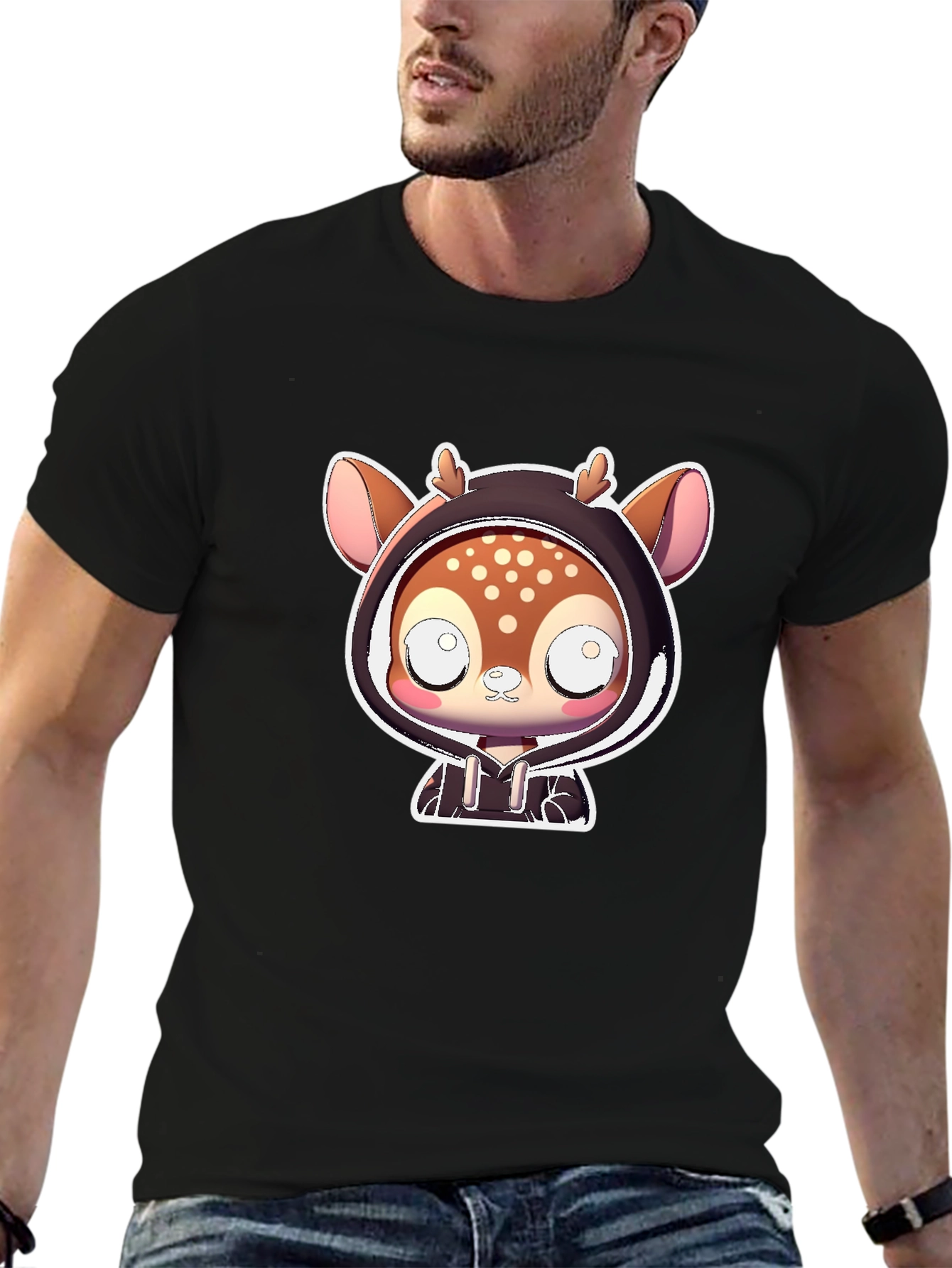 Cute Deer in Hoodie Graphic Tee