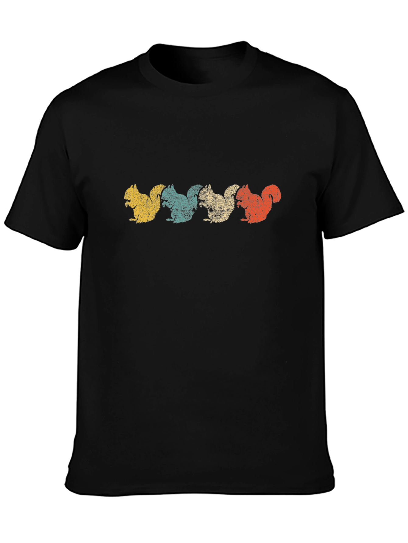 Retro Squirrel Graphic Tee - Black Cotton Blend